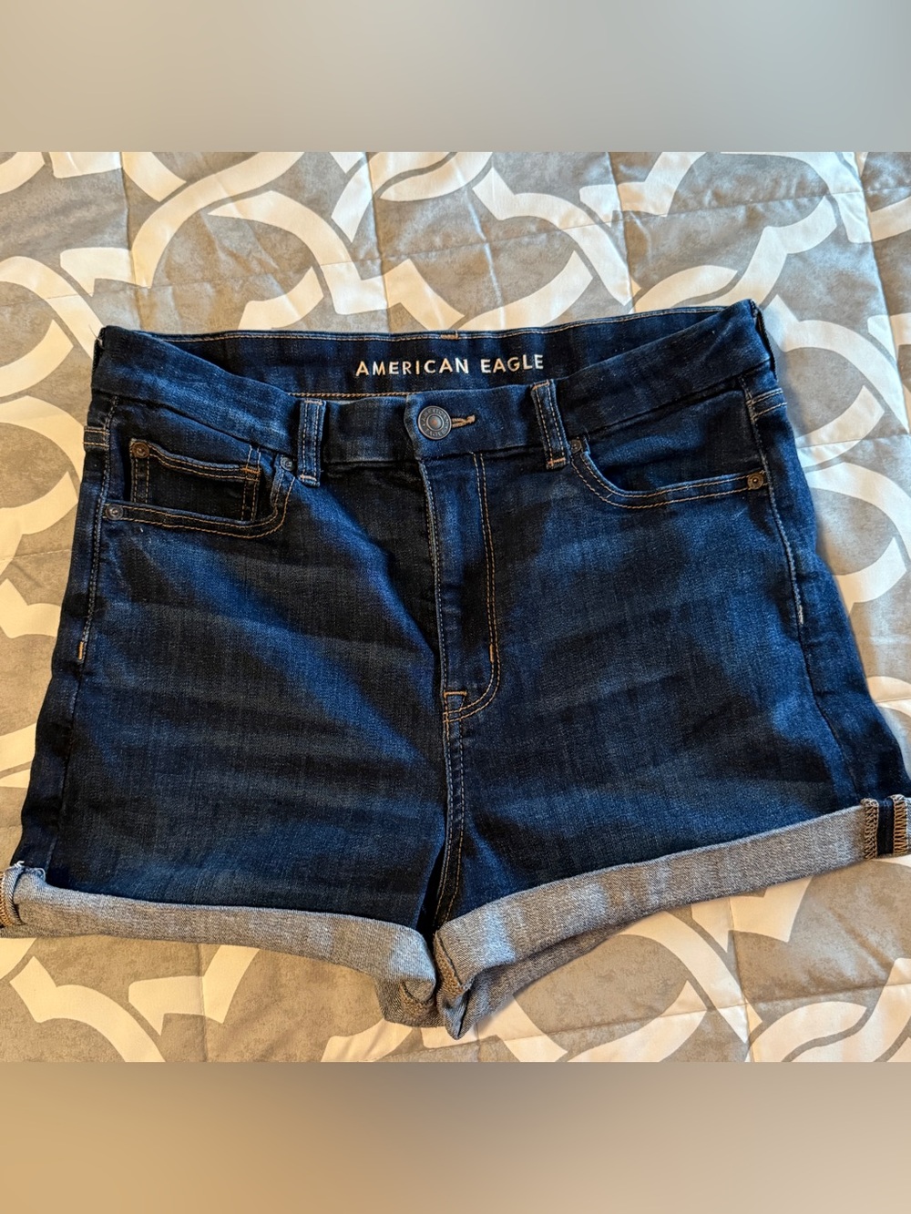 American Eagle Curvy High-rise Shortie Denim Dark wash Shorts